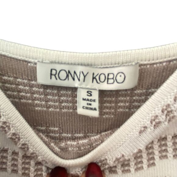 Ronny Kobo White and Nude Tribal Design Bandage Midi Dress Size Bodycon Small - Picture 9 of 13